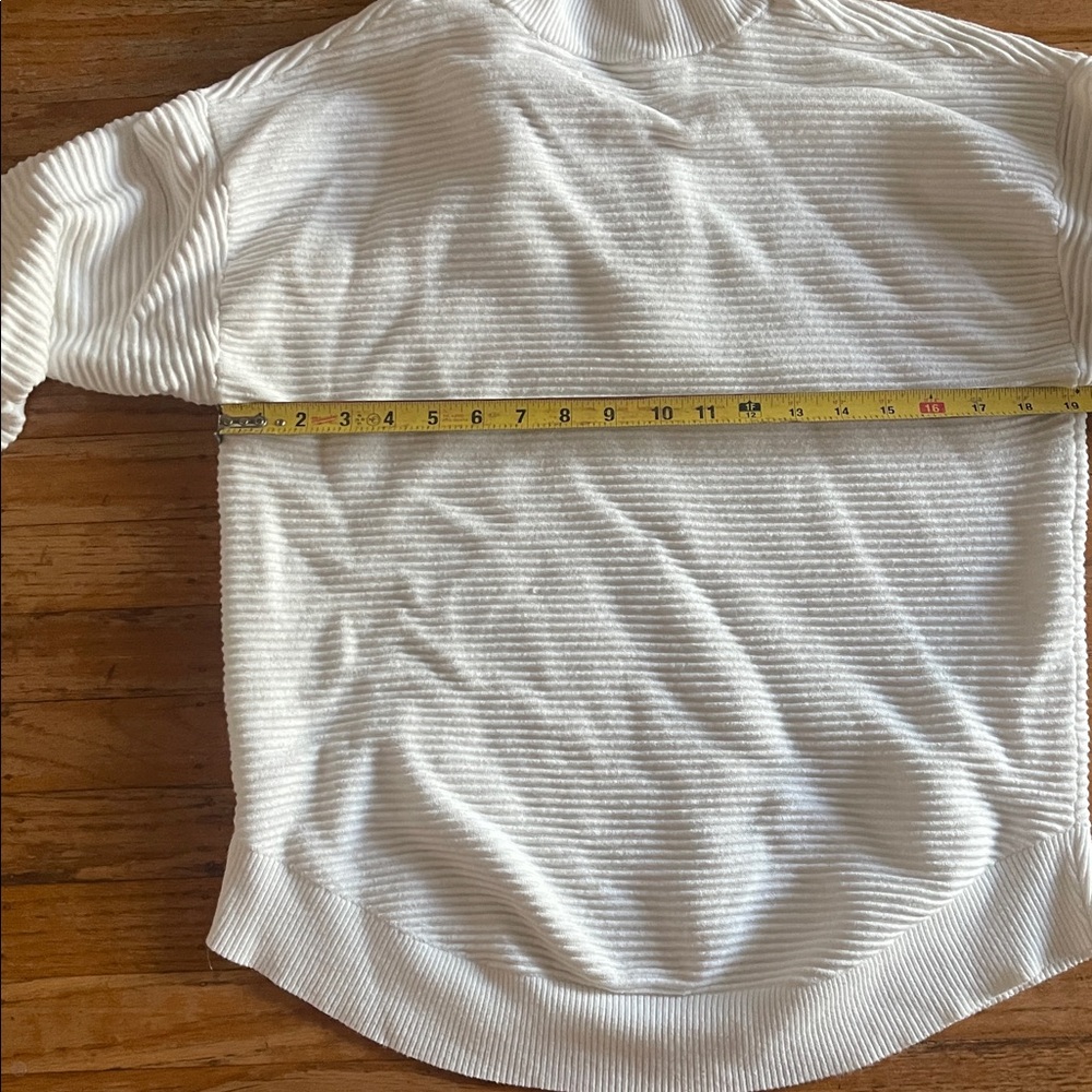 White Ribbed Quarter-Zip Pullover - Picture 2 of 5